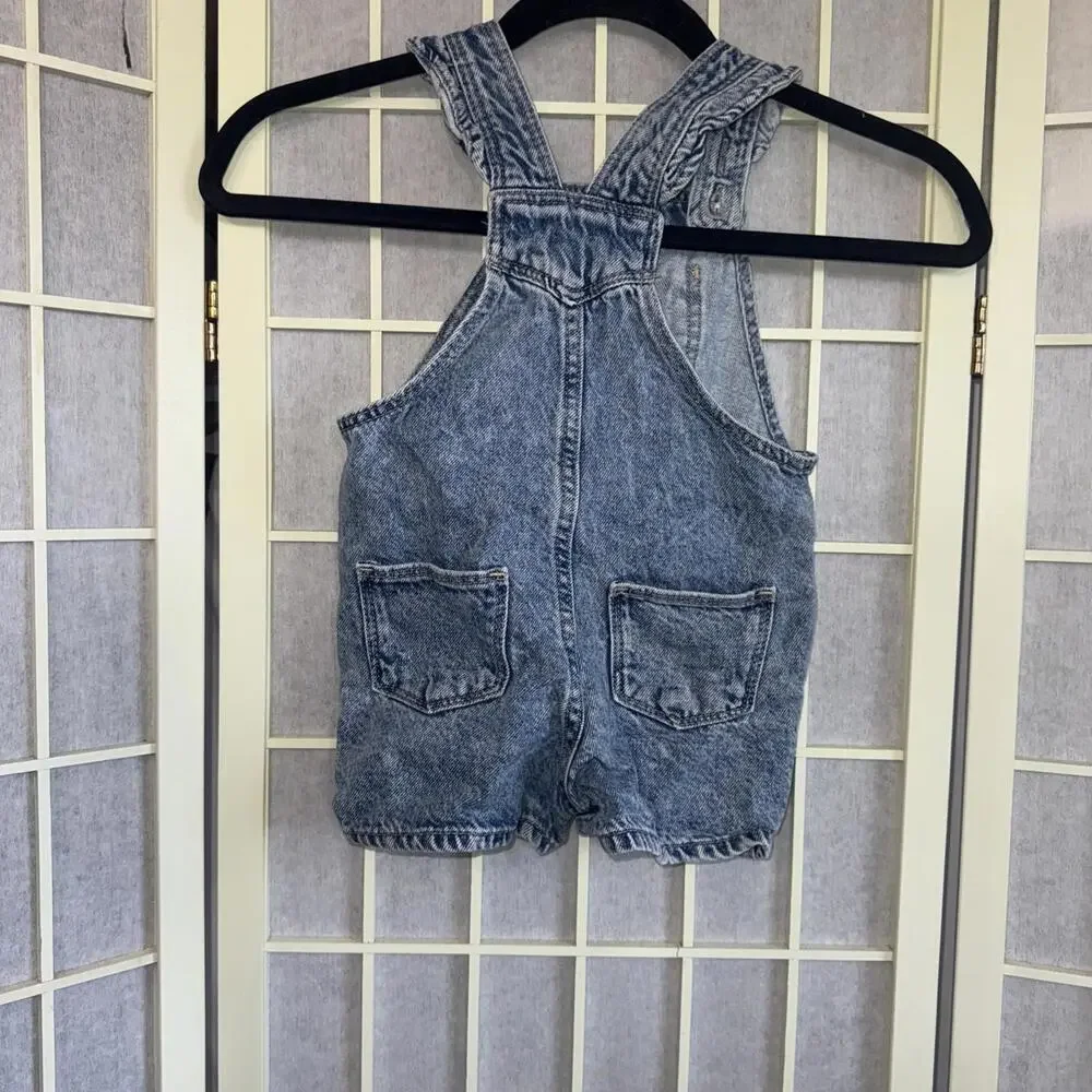 Baby Gap Vintage Wash Denim Ruffled Shortalls Short‎ Overalls Farm Toddler Girl